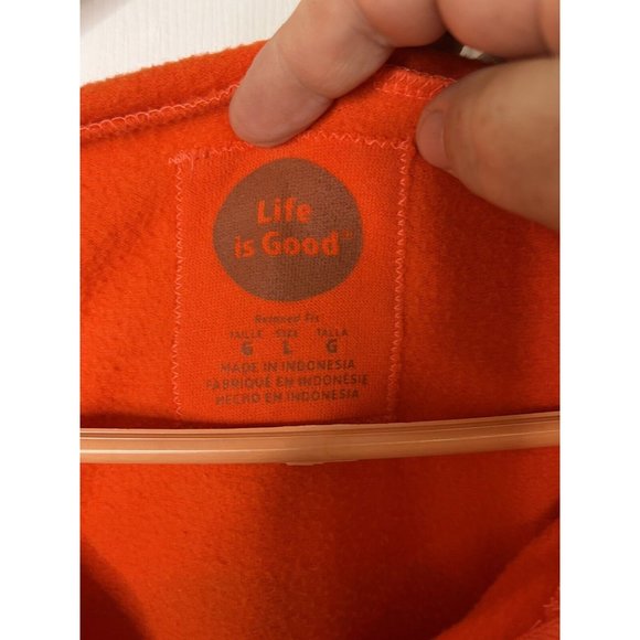 Life Is Good Men's Hoodie Size L Orange Full Zip Large Logo On Back - Picture 2 of 7